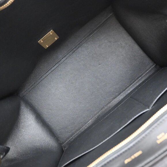 CELINE Logo Trapeze 2way Shoulder Hand Bag Leather Blue Black White 77EF941 - Picture 10 of 15